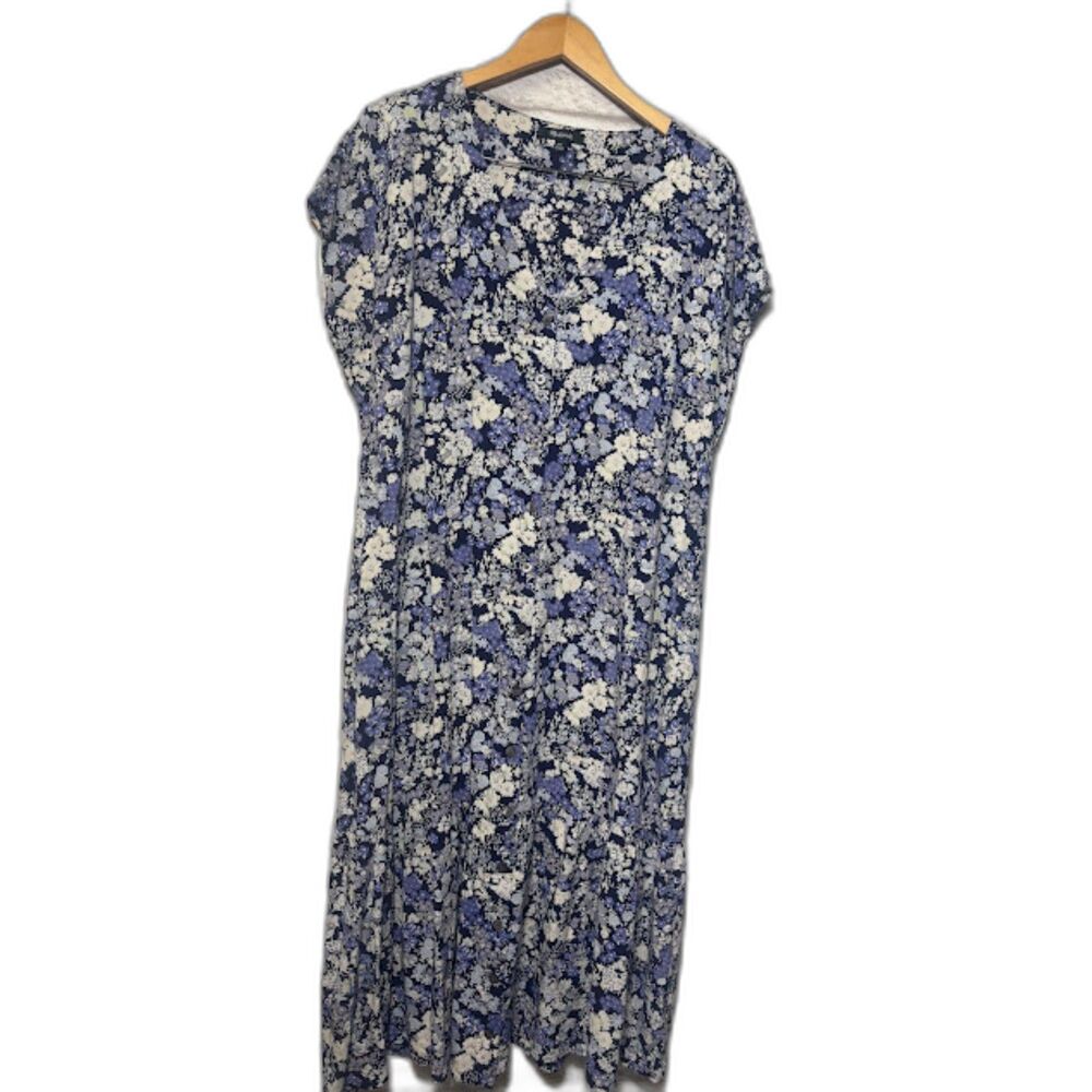 Madewell Button Front Ruffle Hem Midi Dress Flower Garden XXL 2X Dark Floral
